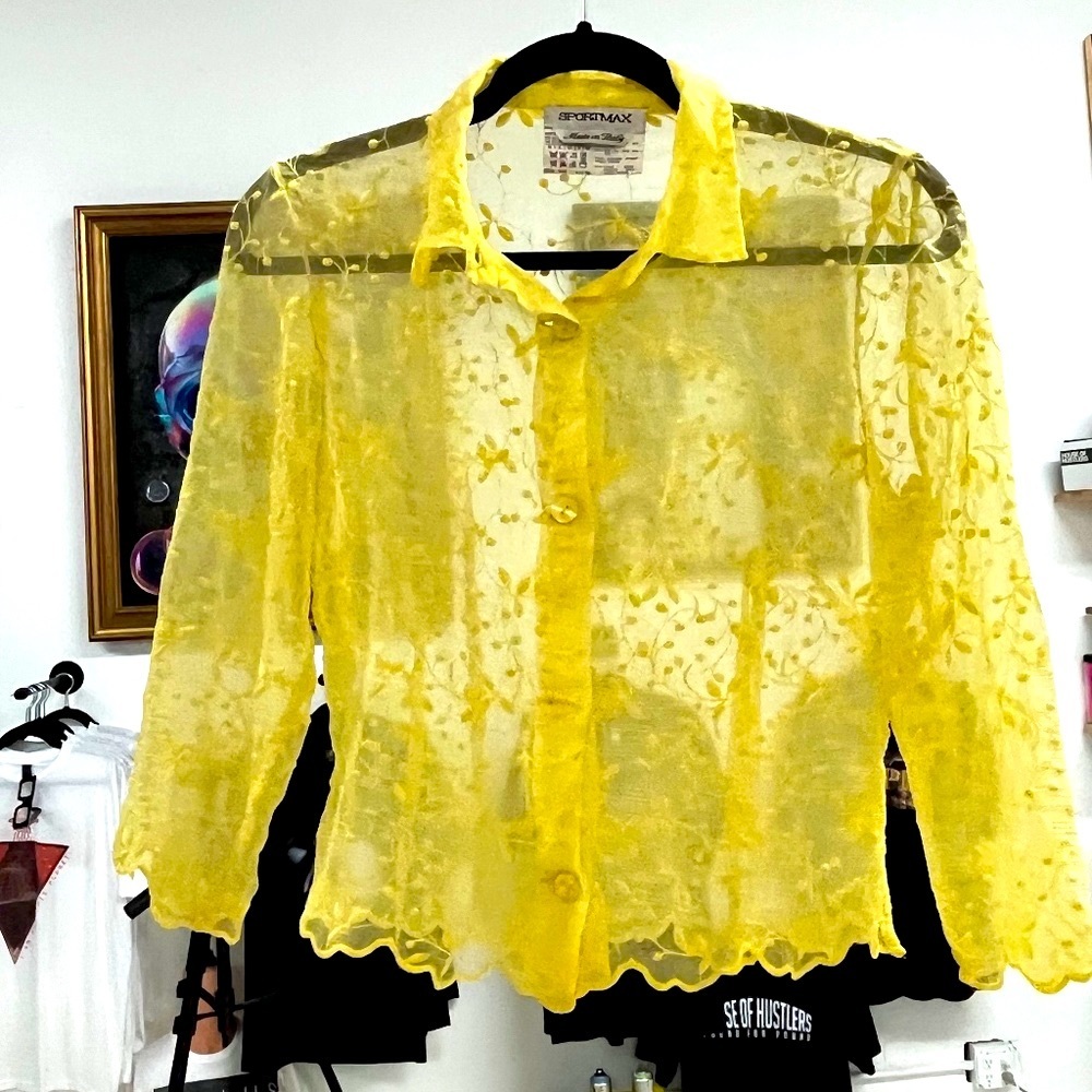 Used Max Mara vintage yellow sheer top